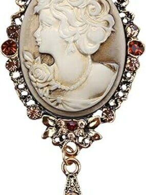 NEW Cameo Brooch Pin Fashion Dainty Gold Tone Shell Elegance Classy Lapel Pin